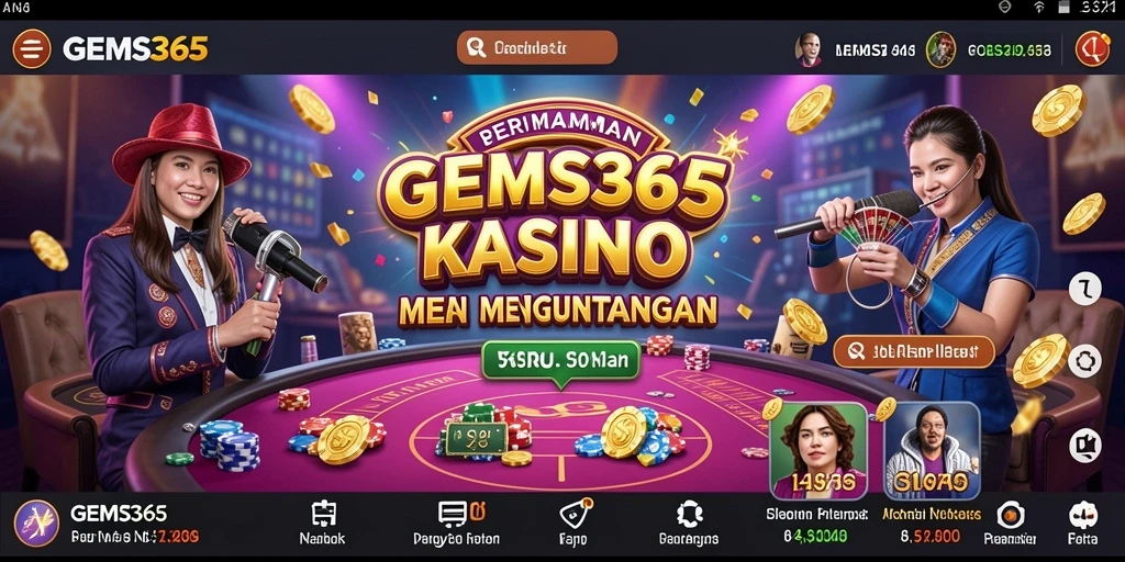Tampilan menarik dari GEMS365 saat memainkan permainan Kasino.