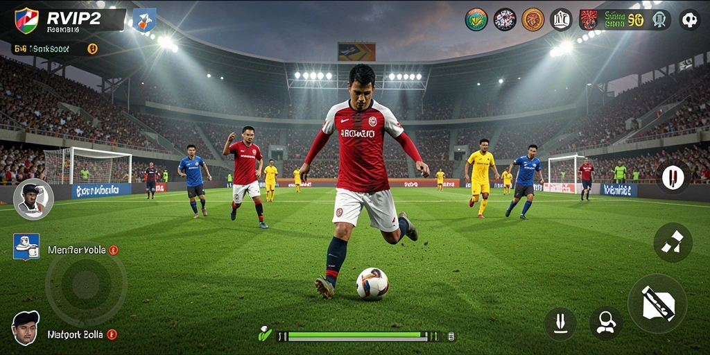 Tampilan gameplay <strong>RVIP2</strong> yang menakjubkan dengan aksi sepak bola yang intens.