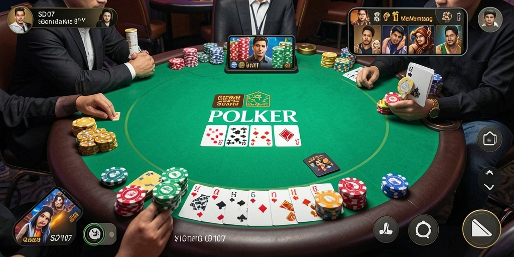 Tampilan menarik dari gameplay poker SD107 yang mendebarkan.