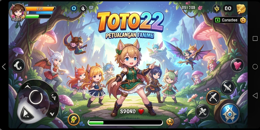 Screenshot gameplay TOTO22 menampilkan karakter utama dalam aksi pertarungan.