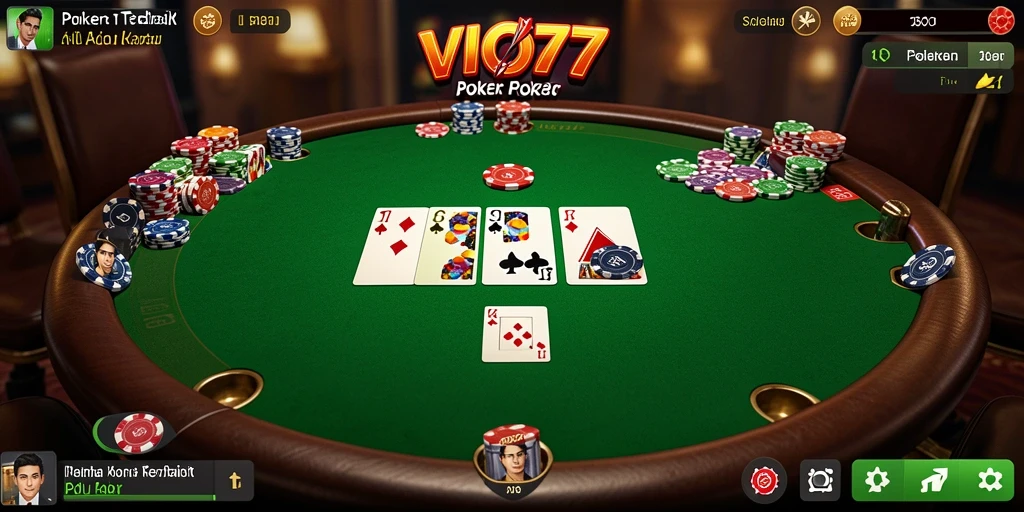 Tampilan gameplay VIO77 dengan suasana Poker yang menegangkan.